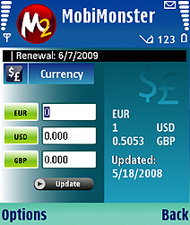 Worldwide currency rates solutions for Symbian series 60 and Windows mobile 5.0 & 6.0 mobile devices